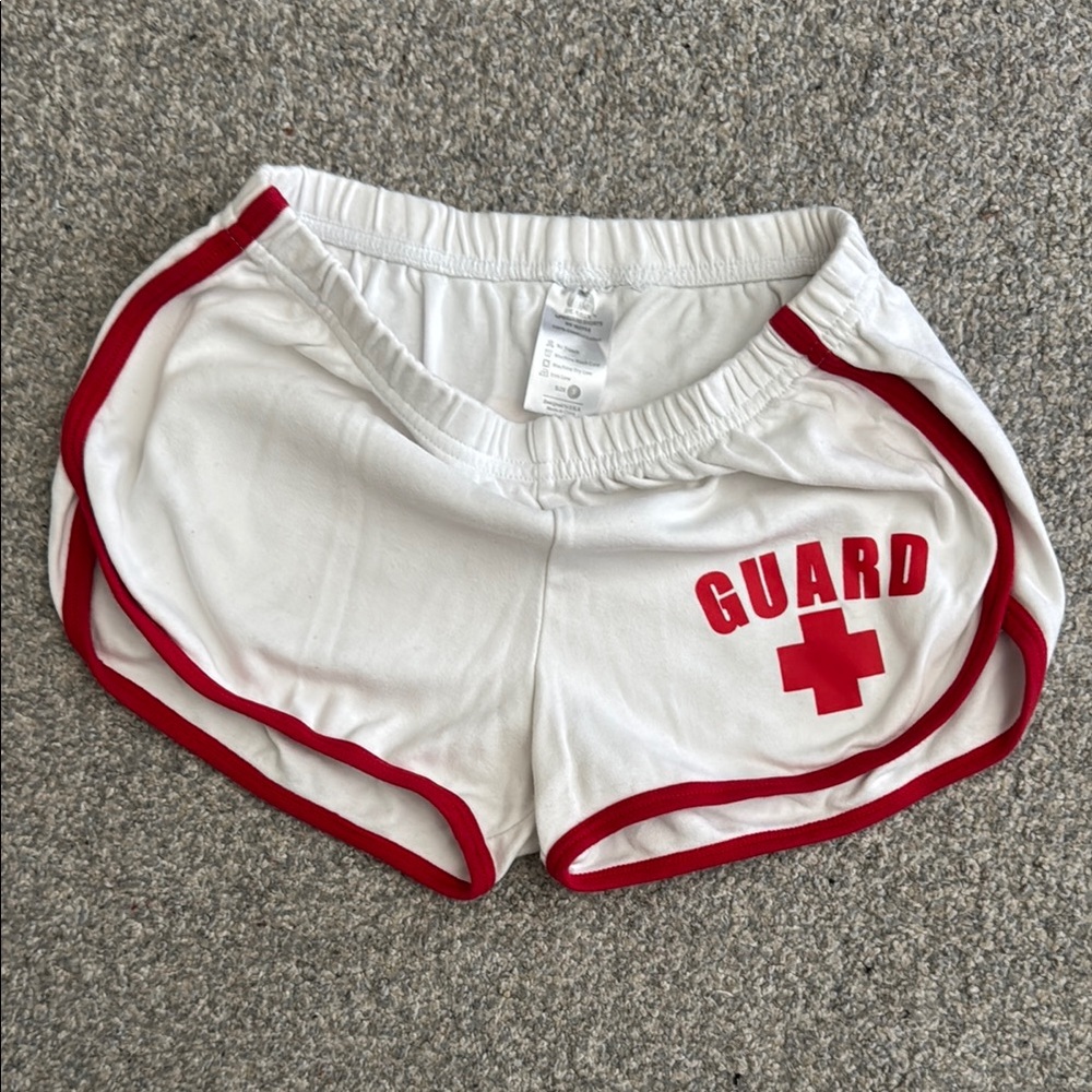 Vintage Women's White and Red Guard Shorts